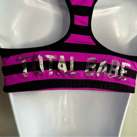 Victoria's Secret PINK Yoga Striped "Total Babe" Sports Bra - Size Large - Picture 5 of 8